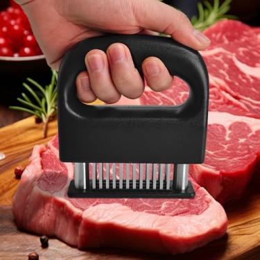Imagem de Amaciador de carne com 48 lâminas de agulha ultra afiadas de aço inoxidável, ferramenta de cozinha melhor para amaciar, churrasco, marinada - para amaciar carne, peru, frango, bife, vitela, porco