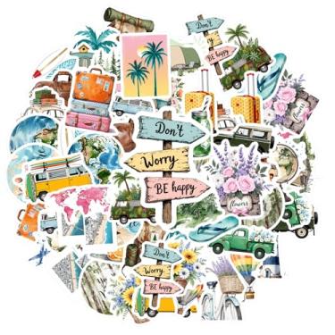 Imagem de 35 peças, viagem, natureza, aventura, colorido, floral, cênica, divertido, para notebook, bagagem, celular, copo, mala, geladeira, celular, bagagem, laptop, guitarra, carro, adesivo, brinquedos