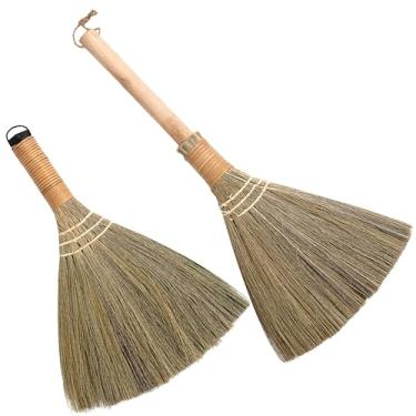 Imagem de TTS For Home Conjunto de 2 vassouras para crianças de 32 cm e 42 cm - Vassoura macia de palha natural vietnamita - Vassoura de cerdas macias, vassoura decorativa