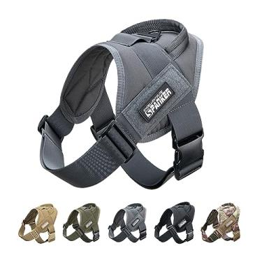Imagem de EXCELLENT ELITE SPANKER Colete tático para cães de treinamento da Patrulha Militar K9, arnês ajustável de nylon para cães com alça (cinza-GG)