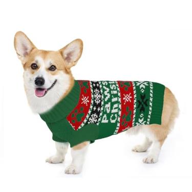 Imagem de Pawfun Suéter aconchegante com gola rolê para cães – Suéter de Natal para cães, malha macia e quente para meninos e meninas, roupa de clima frio para filhotes pequenos, médios e grandes, pata verde G