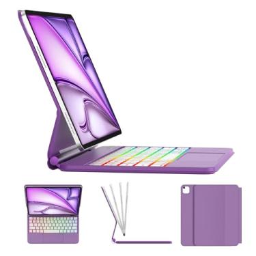Imagem de Capa Magic Keyboard para iPad Air de 11 polegadas (M3 2025/M2 2024)/iPad Pro 11 polegadas (4ª/3ª/2ª/1ª geração) / iPad Air 5ª 4ª geração - Capa de teclado inteligente fólio magnética com trackpad