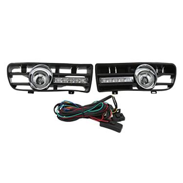 Imagem de KIMISS Grade de para-choque dianteiro, 2 peças de grades de faróis de neblina H3 com lâmpada LED DRL para 1997-2006 para para GTI/TDI MK4