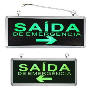 Imagem de Placa Saida De Emergencia Sinalizaçao Dupla Face Bateria Recarregavel 