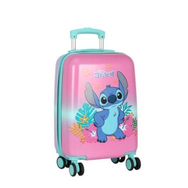 Imagem de Mala Infantil De Viagem Bordo Stitch Disney Rodas 360 Rosa - Luxcel