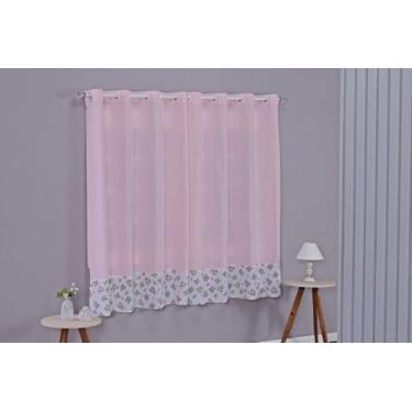 Imagem de Cortina Liz Quarto Infantil e Bebê Algodão Com Barrado Estampado Decor