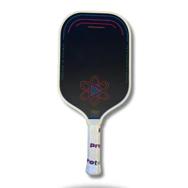 Imagem de Raquete Proton Series Three Raw Carbon Pickleball - Comprimento alongado de 42 cm, núcleo de favo de mel de 15 mm, leve de 232 g para rotação, controle e potência (creme)