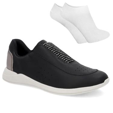Imagem de Kit Tênis Slip On Usaflex Básico Feminino + Par De Meia