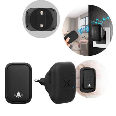 Imagem de Campainha Residencial Sem Fio com 38 Melodias Preto - Genérica