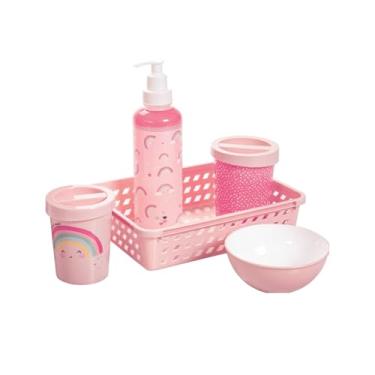 Imagem de KIT HIGIENE BEBÊ 5 PEÇAS PLASUTIL BABY URSO ORGANIZADOR INFANTIL PORTA ALGODÃO (Arco Íris)