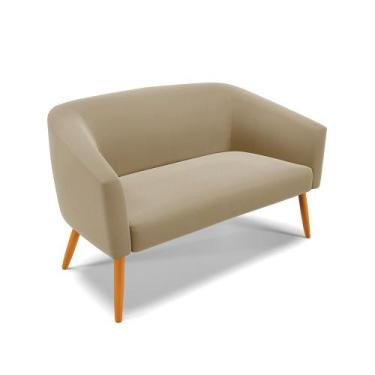 Imagem de Namoradeira 02 Lugares Stella Suede Marrom Rato Pés Palito Castanho D0