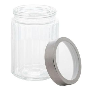 Imagem de Pote De Vidro Porta Mantimentos Vidro Com Tampa Inox Para Grãos Cereais 1200ml 18cm Lyor