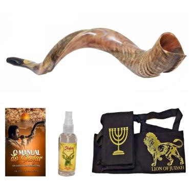 Imagem de Shofar De Chifre Antilope + Capa + Livro - 96 A 100 Cm