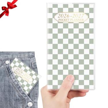 Imagem de ReliThick Calendário de bolso 2026-2027 para bolsa, pequeno planejador mensal para mulheres, verde sálvia, prático, agenda semanal, diário, Natal, Ano Novo, presente para irmãs amigas e mulheres