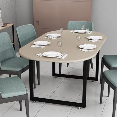 Imagem de Mesa De Jantar Moderna Com Base Metálica 6 Lugares Oval