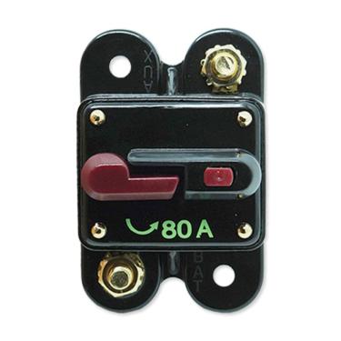 Imagem de Disjuntor Automotivo 80A Proteção Som Bateria Resetável Liga Desliga