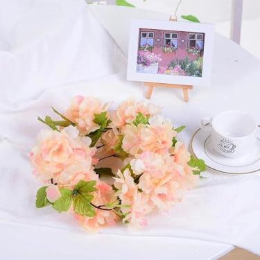 Imagem de 1 guirlanda de vime artificial de 235 cm com flores de cerejeira para pendurar adorável flor falsa planta folha de videira para festa em casa, jardim, cerca, Natal, casamento, decoração (champanhe)