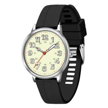 Imagem de Asan Ge Relógio analógico masculino – À prova d'água 3ATM, mostrador luminoso 24H, vidro mineral resistente a arranhões, movimento de quartzo japonês, pulseira de silicone confortável – ideal para uso