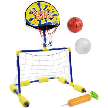 Imagem de Tabela Basquete Flutuante Trave Gol Cesta Aquatica 2 Em 1 Piscina Golzinho Boia Com Bola E Bomba