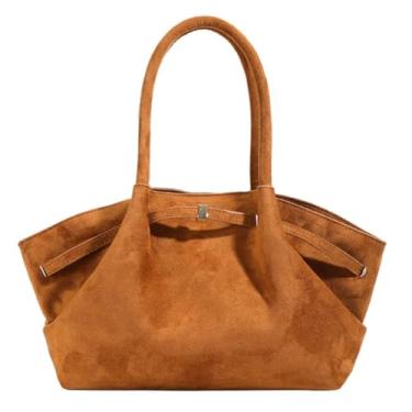 Imagem de Bolsa feminina moderna de camurça sintética com desenhos de bolinhos de massa Hobo Bolsa de ombro vintage, Caqui