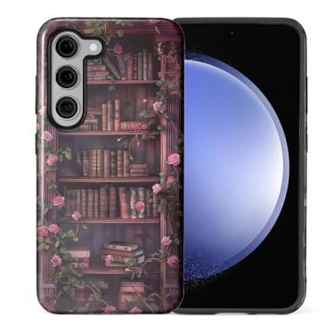 Imagem de Flivro Capa para Samsung Galaxy S24 FE, capa de corpo inteiro antiarranhões, à prova de choque, capa rígida de policarbonato e amortecedor interno de silicone - Floral Bookish Dark