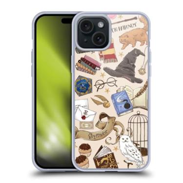 Imagem de Head Case Designs Capa de gel oficialmente licenciada com estampa Harry Potter Hogwarts Relíquias da Morte XXXVII [proteção de grau militar] compatível com Apple iPhone 15 Plus e compatível com