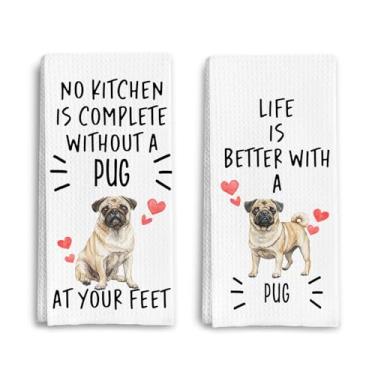 Imagem de Qpenm Pug Gifts Toalhas de cozinha, presentes para amantes de pug, mulheres, homens, amantes de cães, mãe, pai, dono, presente, decorativo, prato, chá, toalhas de mão para cozinha, 40 x 61 cm
