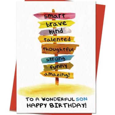 Imagem de Mcduldul Cartão de aniversário para filho | Cartões de aniversário engraçados presentes para filhos adultos de mãe pai pais | Happy Birthday to A Wonderful Sons