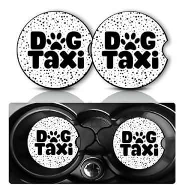 Imagem de Porta-copos de carro de táxi para cães, presentes de táxi para cães, presentes para mulheres e homens, tapete de bebida interior de veículo, porta-copos de carro de neoprene reutilizável para
