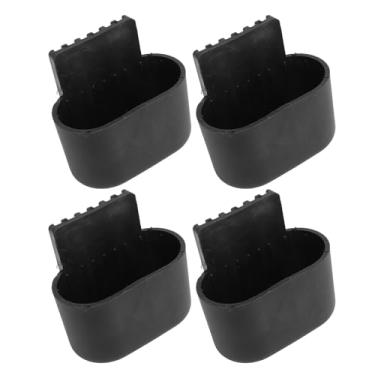 Imagem de SPYMINNPOO Protetores de Piso para Pernas de Cadeira Almofadas de Borracha Antiderrapantes para Móveis, Capas Ovais de Pés de Mesa Pretas de 1,57 X 3,15 Polegadas para Evitar Arranhões e Ruídos Em