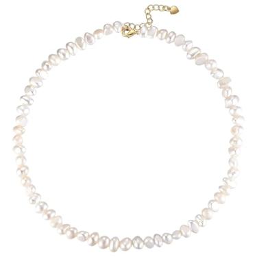 Imagem de Colar de pérolas barrocas de água doce, corrente ajustável banhada a ouro, fecho, design elegante para escritório e festas