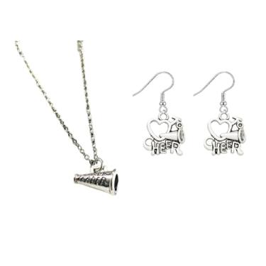 Imagem de MMIUAEG Brincos de torcida para o dia de jogo, cheerleader megafone, berloque, colar, para mulheres, treinador, mãe, líder de torcida, presente de líder de torcida, acessórios para líderes de torcida,