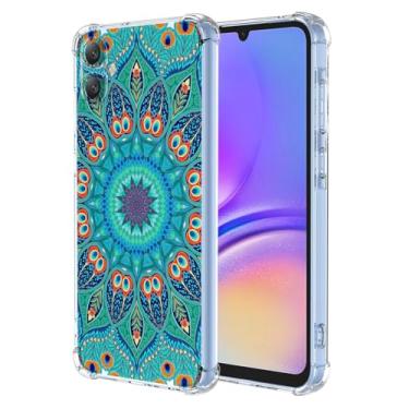 Imagem de WEIOUHR Capa para Galaxy A05 Samsung A05 Transparente Macio TPU Verde Pena em Relevo, Resistente a Choques Capa Protetora Leve, para Samsung Galaxy A05 (Verde Pavão)
