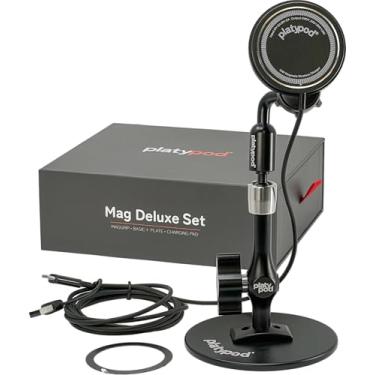 Imagem de Platypod Conjunto Mag Deluxe – Suporte magnético sem fio para celular com base de carregamento, braço ajustável e base de placa de 10 cm – Suporte magnético estável para iPhone e Smartphones