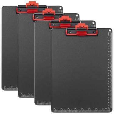 Imagem de 4 pranchetas de alumínio A4 resistentes com suporte para caneta, estrutura de metal forte para escritório e escola