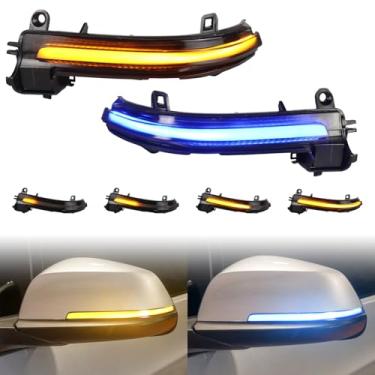 Imagem de Luzes de seta de LED sequenciais âmbar e azul para BMW Série 1/2/3/4 F20 F21 F22 F30 F32 F33 E84 X1 i3 Piscadores laterais dinâmicos
