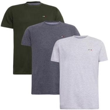 Imagem de Kit 3 Peças Camisetas Básicas Masculina FMF em Algodão Premium no Estilo Tommy Bordado Itália-Masculino