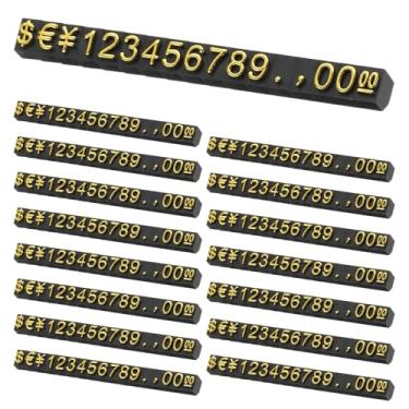 Imagem de PATIKIL Conjunto de 15 cubos de exibição de preços, suporte de etiqueta de preço ajustável, número removível, kit de bloco de dólar para sinalização de exibição de lojas de varejo de joias (preto