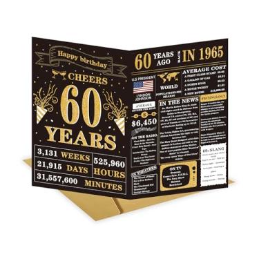 Imagem de Cartão de aniversário de 60 anos, presentes de feliz aniversário de 60 anos para mulheres e homens, decorações engraçadas de aniversário de 60 anos para pais e mães, cartões de 60 anos para irmãos