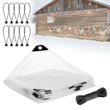 Imagem de Capas para galinheiros de 1,2 x 4 m, acessórios para o inverno - lona impermeável fácil de instalar com cordões elásticos e corda