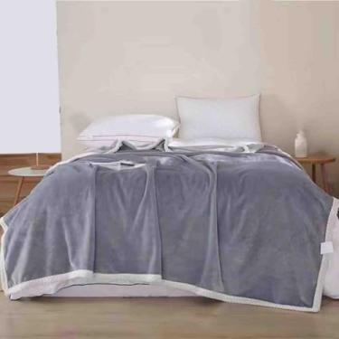 Imagem de Cobertor de lã ponderado para cama adulto longo duplo solteiro para sofá macio confortável lavável na máquina para uso na primavera e outono (cinza, 180 x 200 cm)