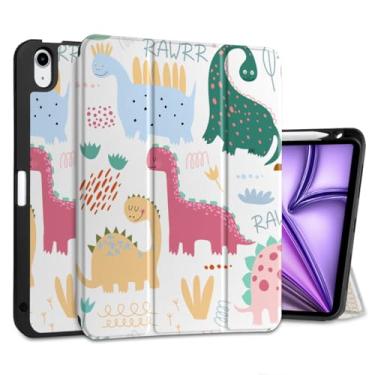 Imagem de MEEgoodo Capa para iPad Air M3/M2 11 polegadas 2025/2024, capa para iPad Air 5ª geração/iPad Air 4ª geração 11 polegadas 2022 2020, capa para tablet com capa traseira de TPU macio, dinossauros fofos