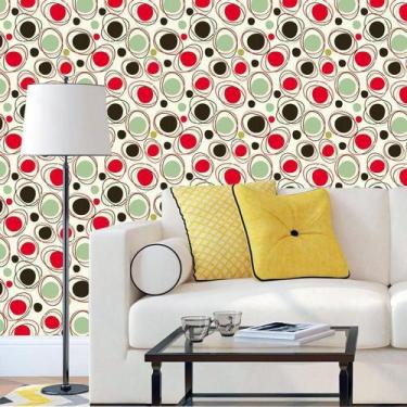 Imagem de Papel De Parede Geométrico Amarelo Preto Verde Autocolante - LRP