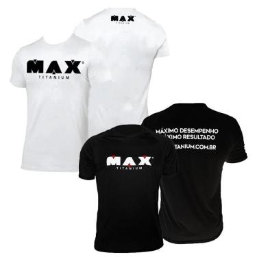 Imagem de Kit 2x Camiseta Preta e Branca de Treino Masculina Feminina - Max Titanium Blusa Roupa-Unissex