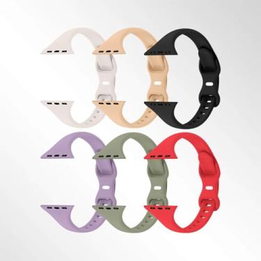Imagem de Pulseiras esportivas finas compatíveis com Apple Watch de 40 mm, 38 mm, 44 mm, 45 mm, 46 mm, 42 mm, 41 mm e 49 mm, SE, séries 11, 10, 9, 8, 7, 6, 5, 4, 3, 2 e 1, para mulheres e homens, macia e