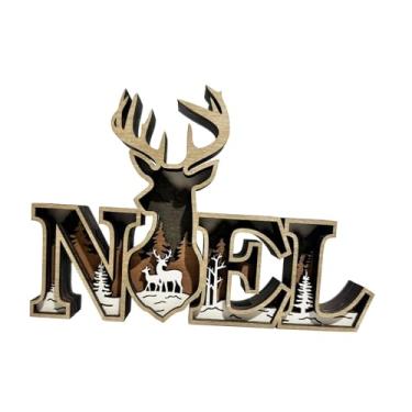 Imagem de Fancyes Placa de Natal de Madeira com a Letra Noel, Enfeite de Mesa Festivo para Mesa de Centro, Decoração de para ou Sala de Estar