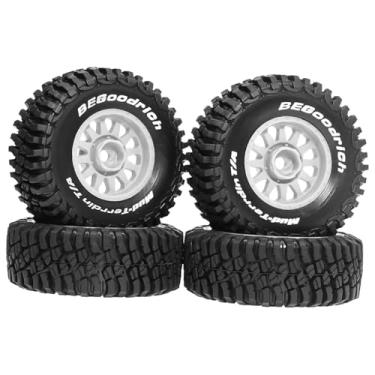 Imagem de simhoa Conjunto de 4 pneus para caminhão RC, acessórios resistentes para projetos DIY, peças de reposição profissionais para modelismo em escala 1/14 e 1/16, Branco