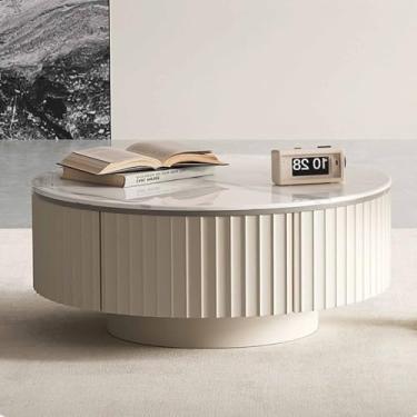 Imagem de Yadlan Conjunto de 2 mesas de centro redondas redondas para espaços pequenos, mesas de centro de madeira para sala de estar, quarto, mesa redonda