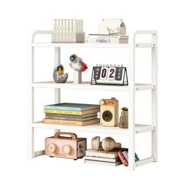 Imagem de Yadlan Prateleira de mesa multiuso de 2 camadas, unidade de armazenamento de estante industrial, suporte de organização de estante de mesa, estante para computador desktop, visor de bancada aberto