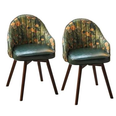 Imagem de HGTRH Cadeira giratória para sala de jantar, poltrona estofada, pernas de madeira, rotação de 360°, cadeira de destaque para quarto, sala de estar, escritório A, 2 peças